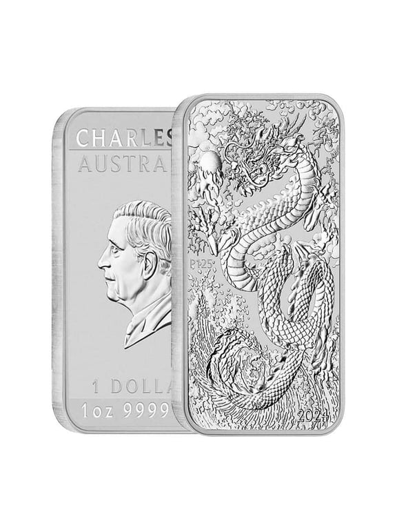 2024 1 oz Silver Australian Dragon Coin Bar $1 BU