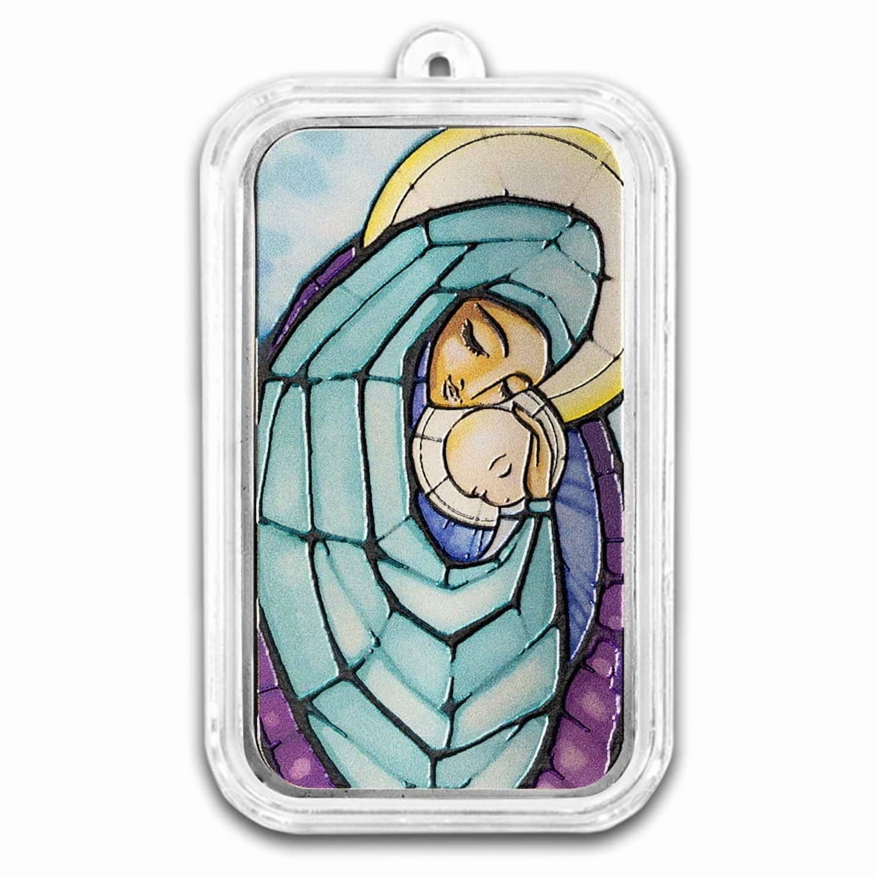 APMEX 2025 1 oz Silver Colorized Bar - Mary Holding Baby Jesus