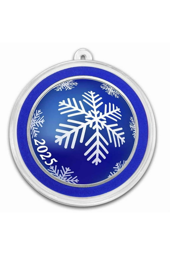2025 1 oz Silver Colorized Round - Blue Snowflake Ornament