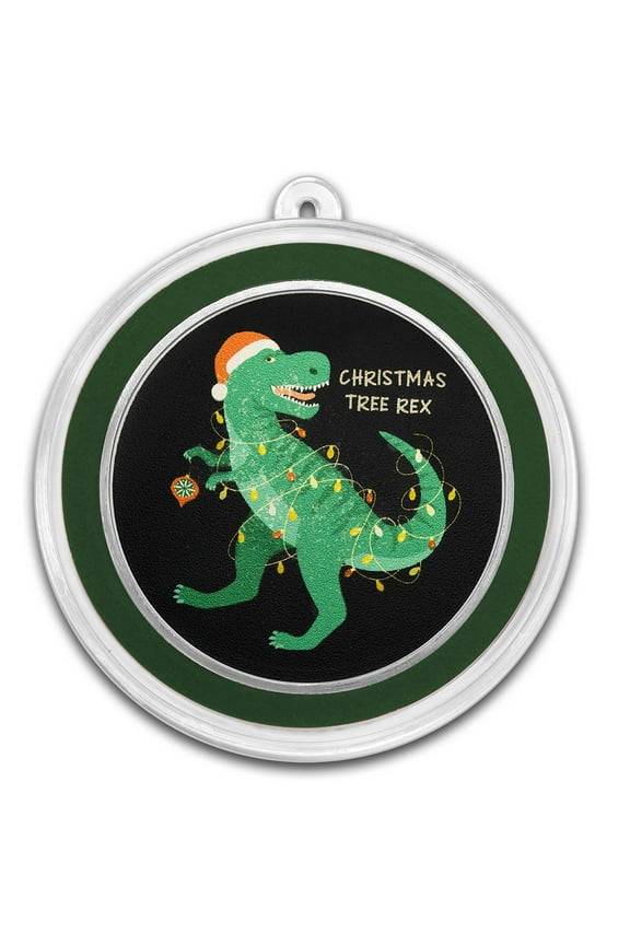 2025 1 oz Silver Colorized Round - Christmas Tree Rex