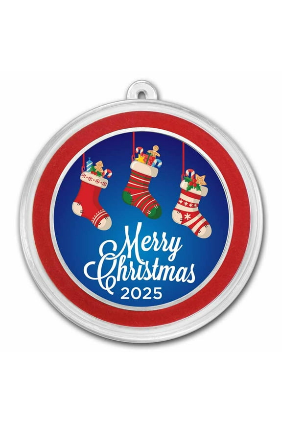 2025 1 oz Silver Colorized Round - Merry Christmas Stockings