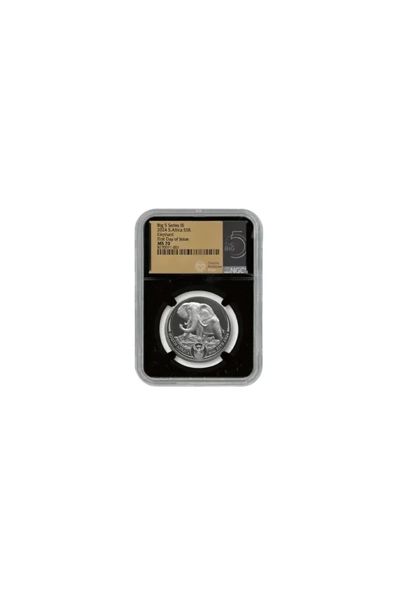 2024 1 oz South African Big 5 III Elephant NGC MS70 First Day Of Issue