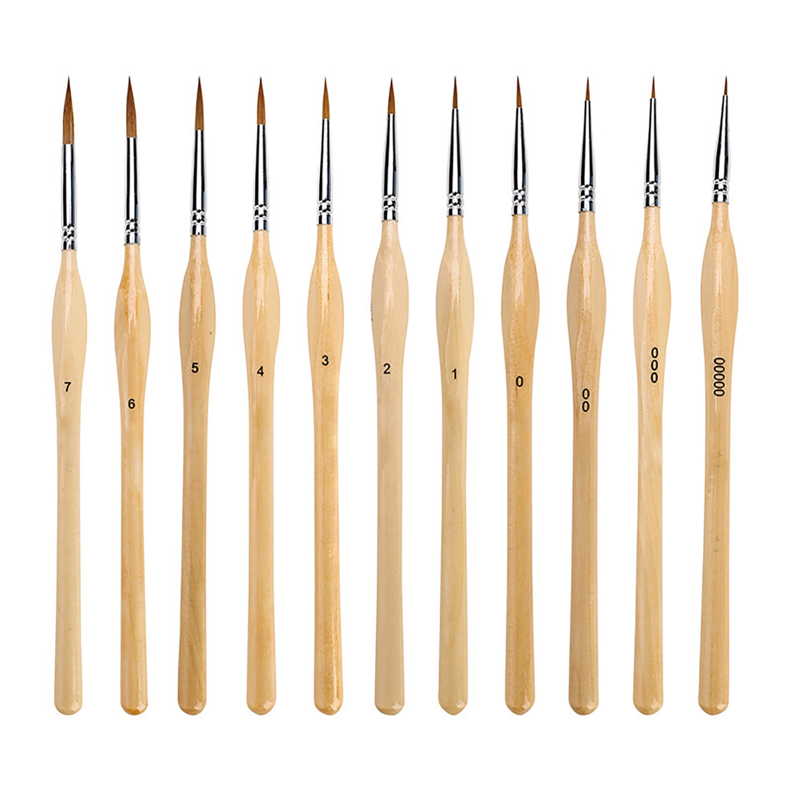 2024 11 Pcs Miniature Detail Paint Brush Set With Natural Wood Handle