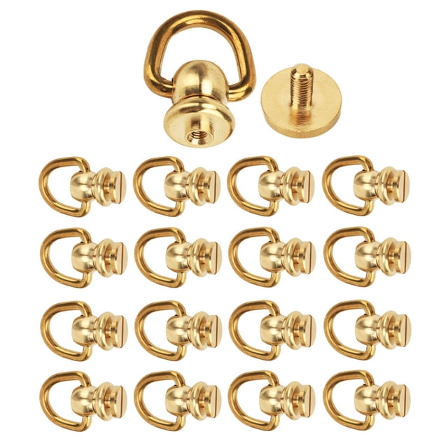 2024 12 Sets D Ring Stud Screw Gold Brass Metal Plating D Ring Rivets