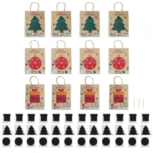2024 12Pcs Christmas Party Bags Kraft DIY Scratch Paper Gift Pack W