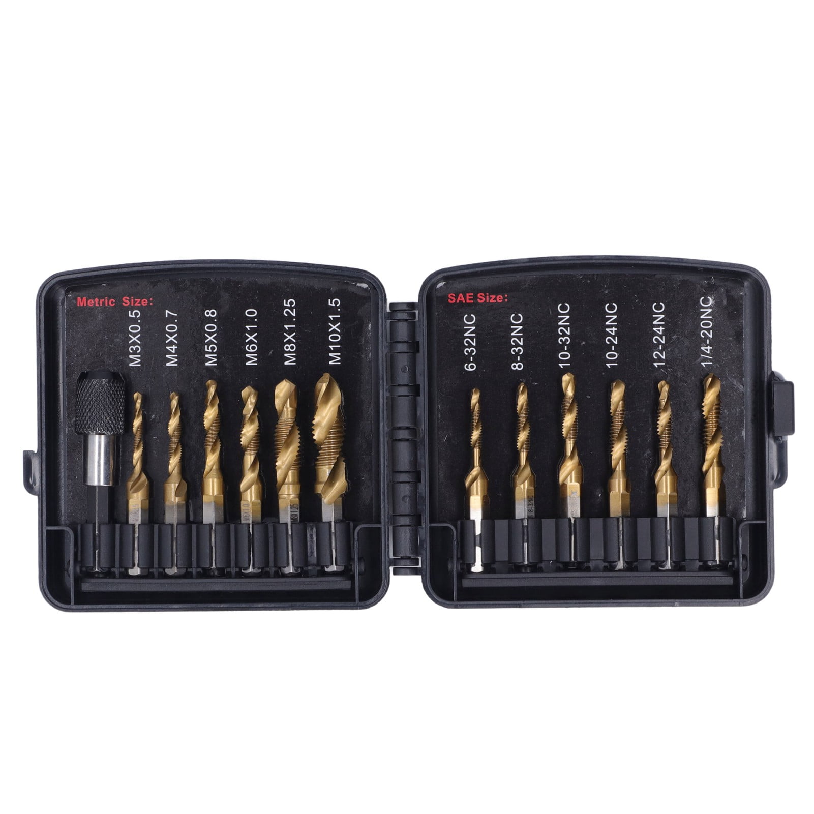 2024 13Pcs/Set Combination Drill Tap High Speed Steel Titanium Plated