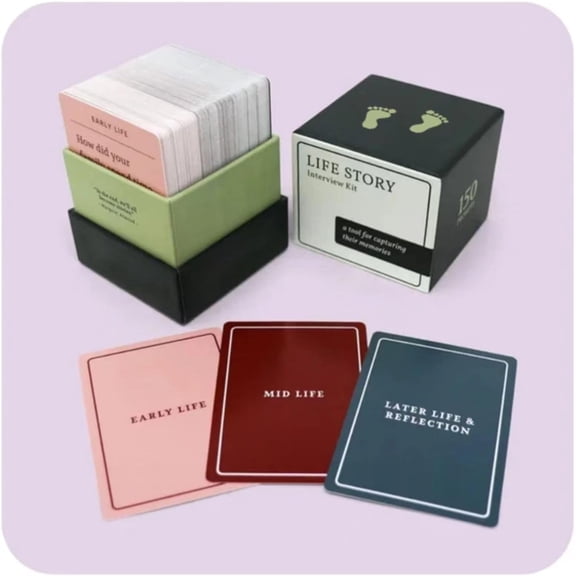 2024 150pcs Life Story Interview Kit Cards, Tales Life Story Interview Kit for Family Relationship Pictionary Card Game with Curated Question Cards True Story Books to Know Parents Grandparents