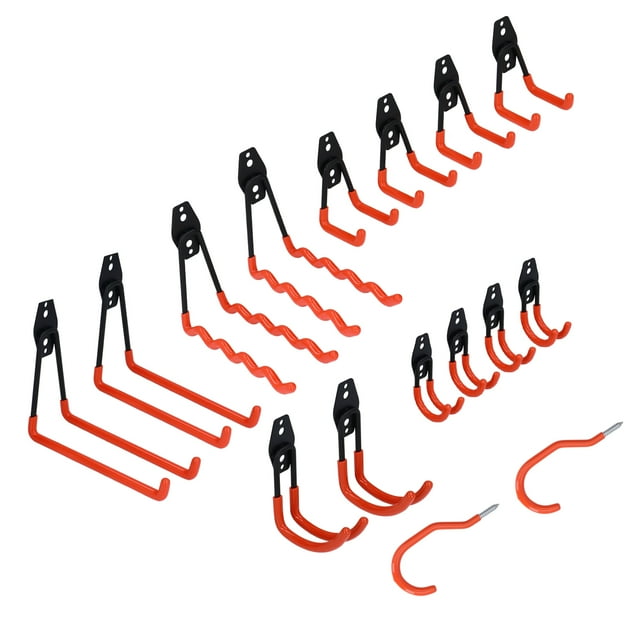 2024 16Pcs/Set Garage Hook Set Iron PVC Garage Storage Tool Hangers for
