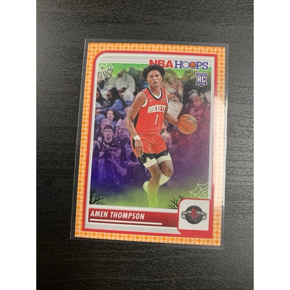 2023-24 Panini Hoops Haunted Hoops Amen Thompson Rookie Trading Card #86 Orange Houston Rockets