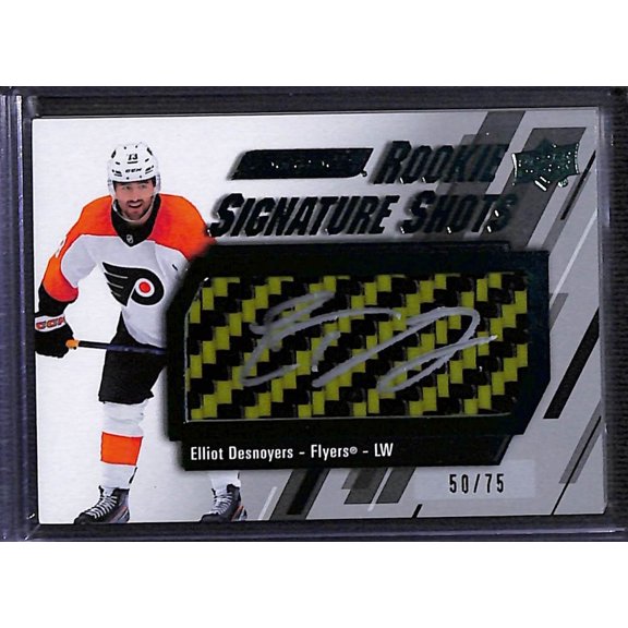 2023-24 Upper Deck Engrained Rookie Signature Shots Elliot Desnoyers Green Stick Auto #RSS-ED 50/75