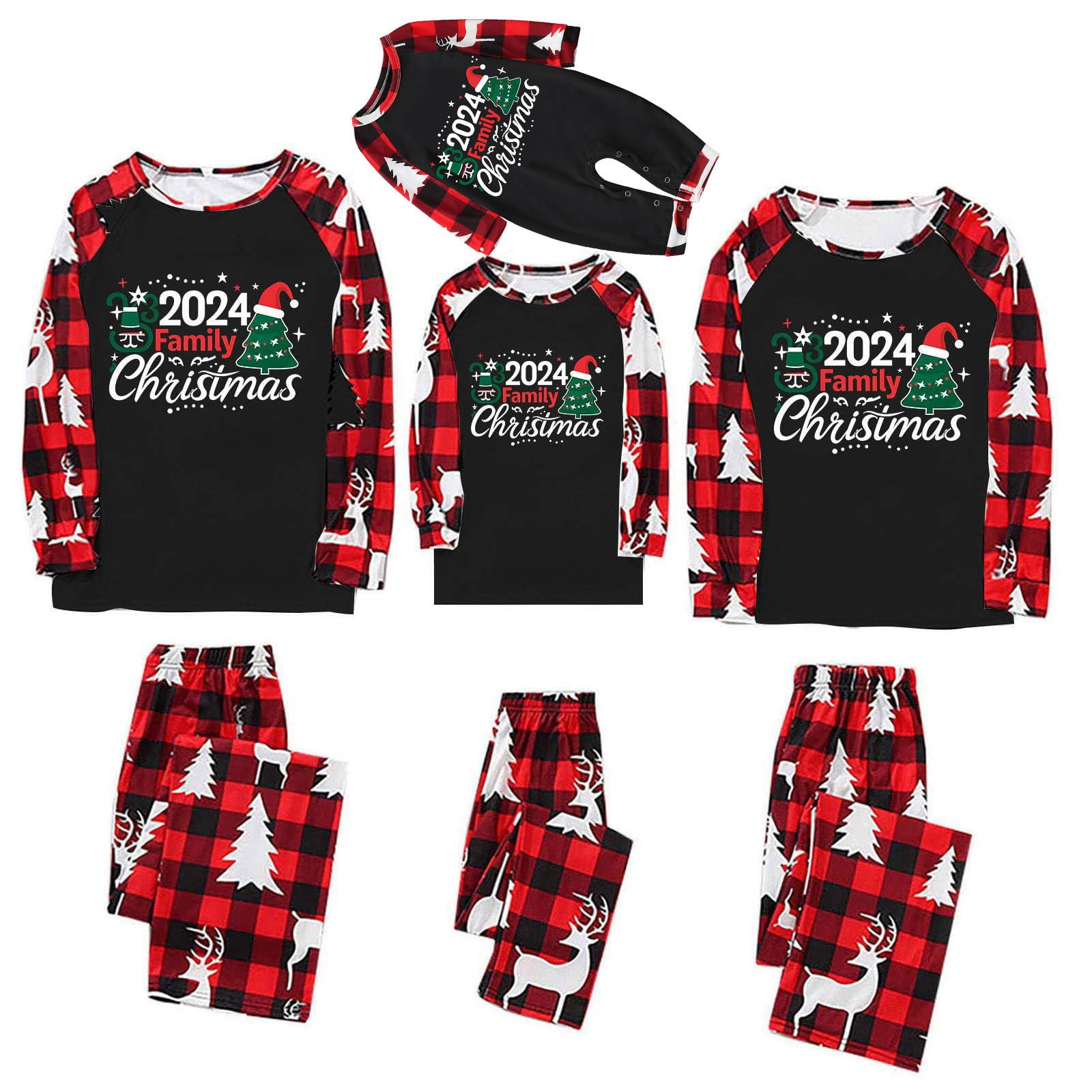 2024 2024 Family Christmas Pajamas Sets Xmas Matching Pajama Sets