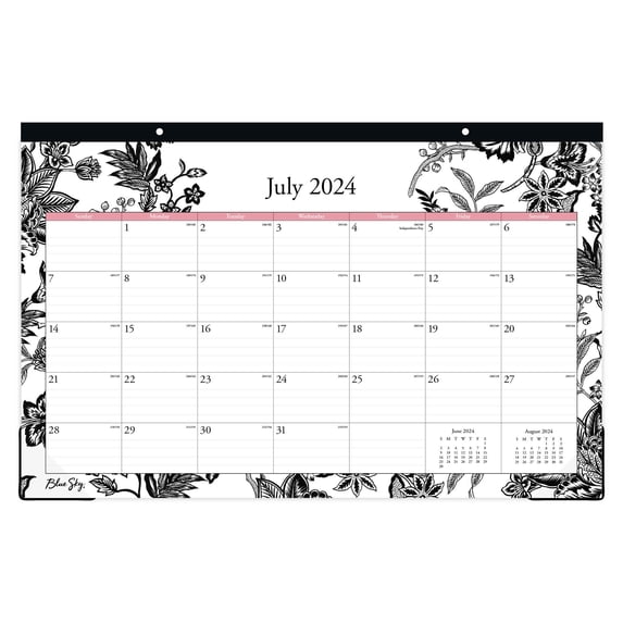 2024-2025 Blue Sky Planning Monthly Desk Pad Calendar, 17" x 11", Analeis, July 2024 To June 2025, 130617-A25