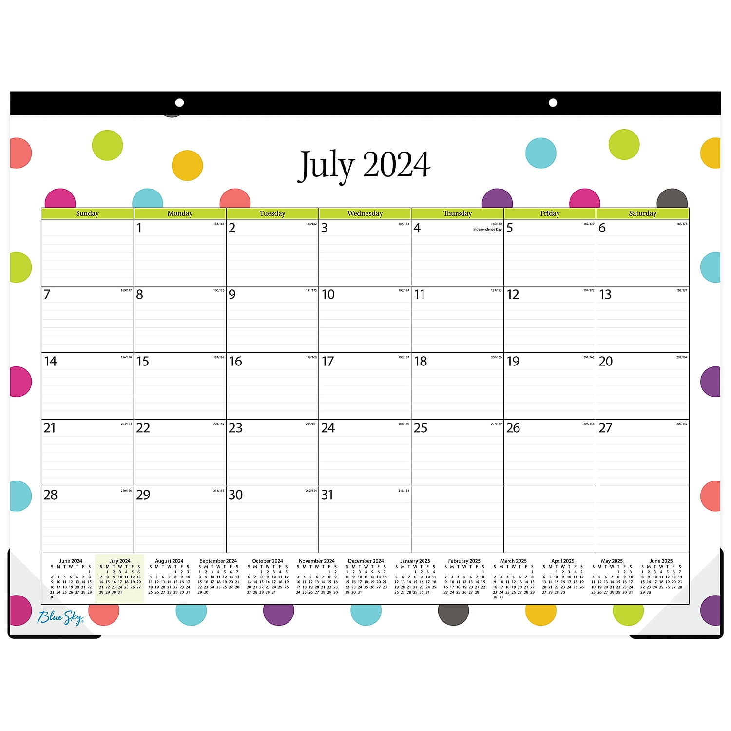 2024-2025 Blue Sky Teacher Dots 22" x 17" Academic Monthly Desk Pad Calendar (105496-A25)