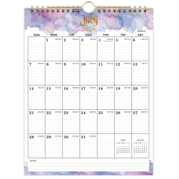 2026 Calendar - 2026 Wall Calendar, 8.5" x 11", Jan 2026 - Dec 2026, 2026 Calendar Wall with Hanging Hook, Holidays and Julian Dates - Colorful Waterink