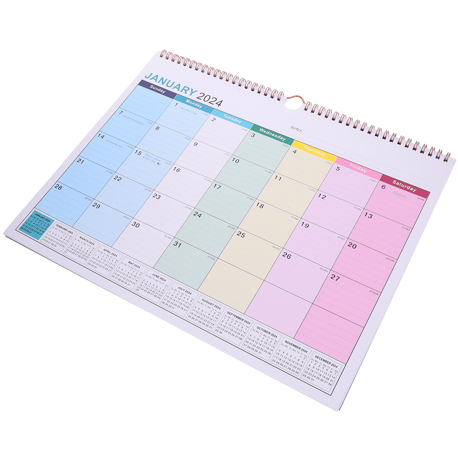 2024 2025 Calendar Year Wall Holiday Hanging Large Calendars Spiral