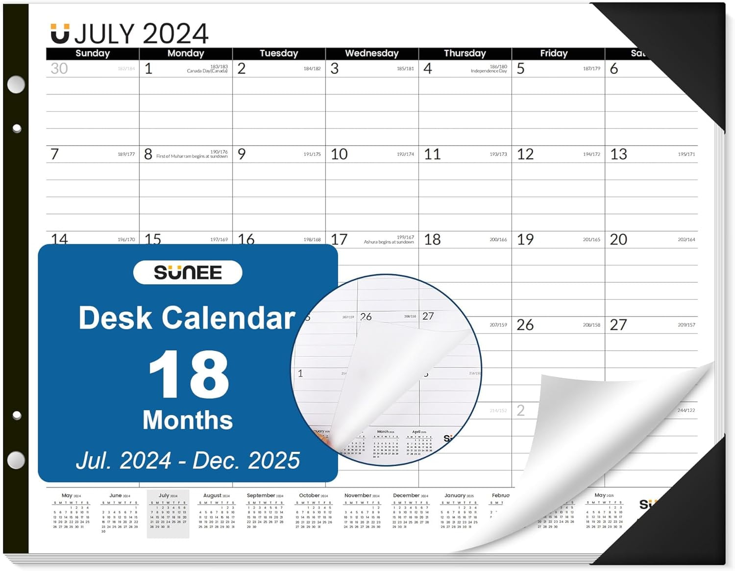 20242025 Desk Calendar Large 22x17 from July 2025 to December 2025