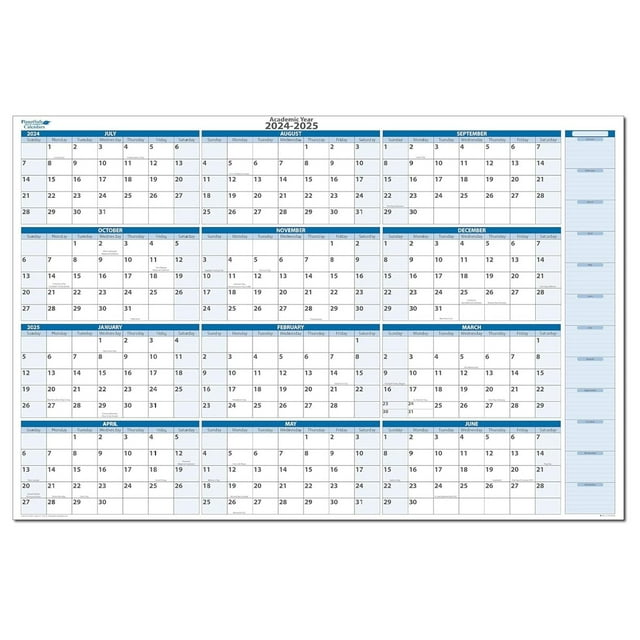 20242025 Fiscal/Academic Horizontal Sky Blue DryErasable Wall