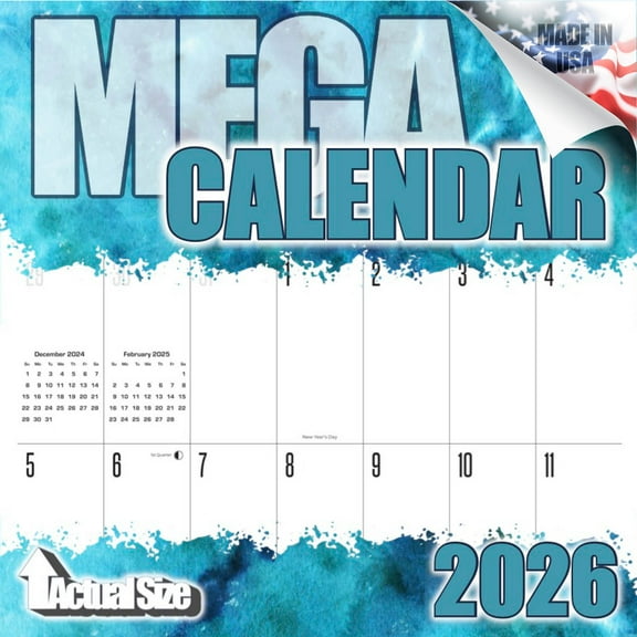 2025 2026 LARGE GRID Wall Calendar - Large Print Big Grid Wall Calendar- 12 x 24 Open - Thick No-Bleed Paper - Giftable - Academic Teacher's Planner Calendar Organizing & Planning Calendar