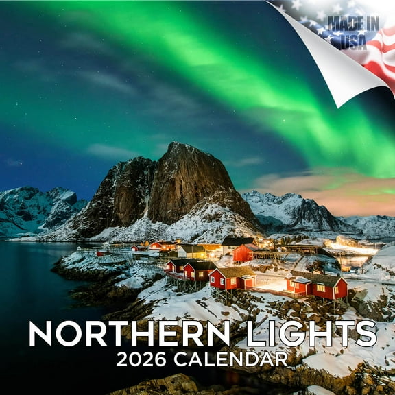 2025 2026 Northern Lights Calendar - Scenic Monthly Wall Calendar - 12 x 24 Open - Thick No-Bleed Paper - Giftable - Academic Teacher's Planner Calendar Organizing & Planning - Made in USA