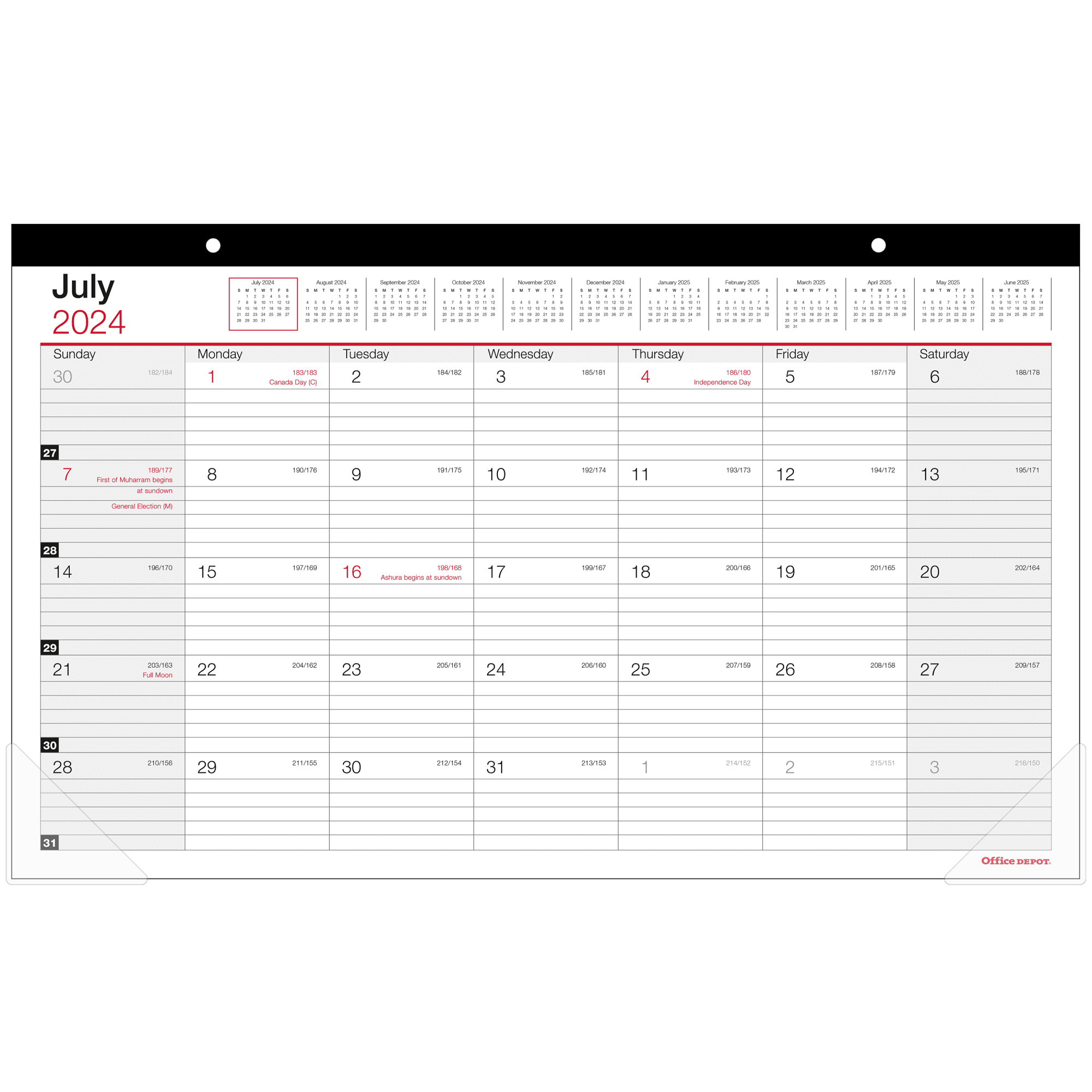 20242025 Office Depot® Brand Monthly Academic Desk Calendar, 173/4" x