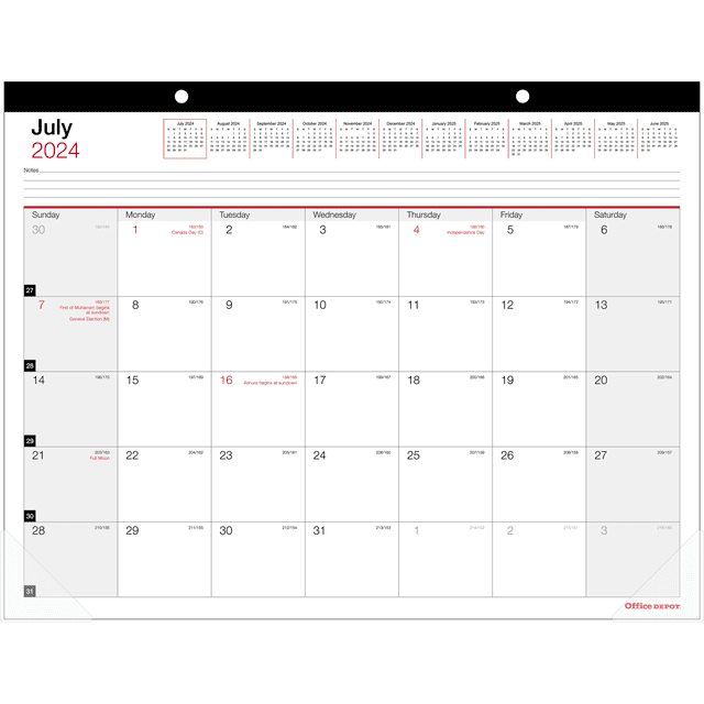 20242025 Office Depot® Brand Monthly Academic Desk Calendar, 22" x 17