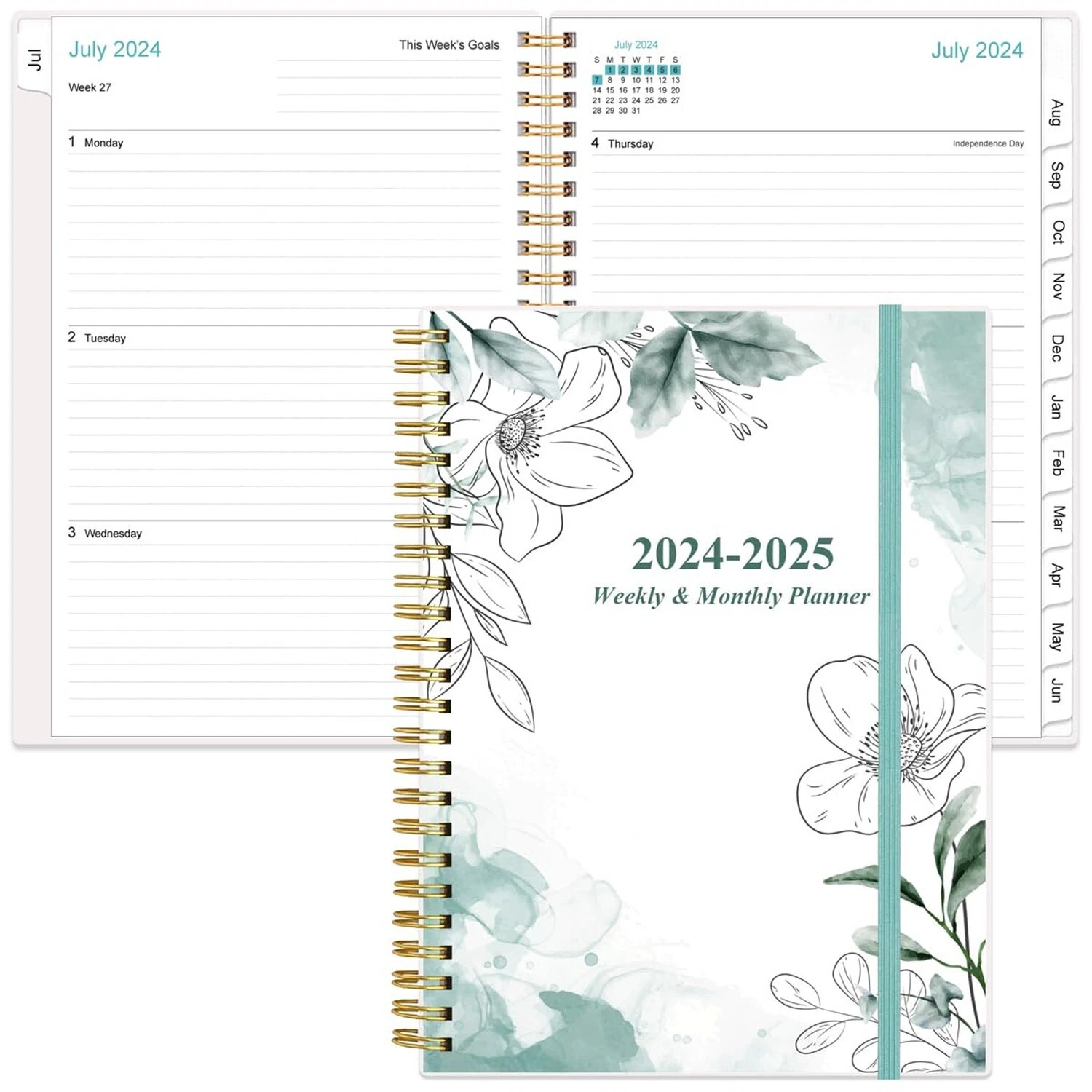 2024-2025 Planner - A5 Weekly & Monthly Planner & Journal To Track Goals, Jul...