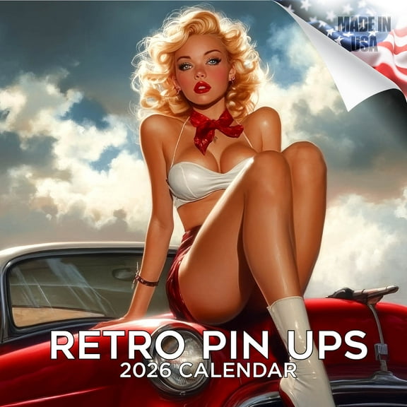 2025 2026 Retro Pin Ups Calendar - Sexy Model Monthly Wall Calendar - 12 x 24 Open - Thick No-Bleed Paper - Giftable - Academic Teacher's Planner Calendar Organizing & Planning - Made in USA