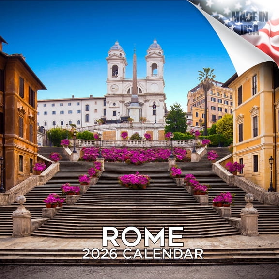 2025 2026 Rome Calendar - Scenic Monthly Wall Calendar - 12 x 24 Open - Thick No-Bleed Paper - Giftable - Academic Teacher's Planner Calendar Organizing & Planning - Made in USA