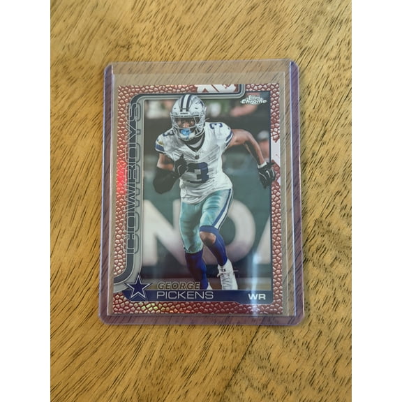 2025 Topps Chrome Football George Pickens Dallas Cowboys #80 Pigskin Refractor SP Trading Card