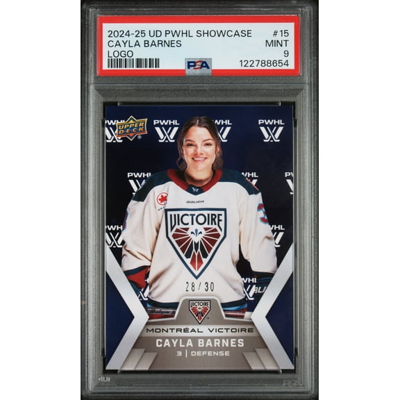 2024-2025 Upper Deck Pwhl Showcase Cayla Barnes #15 Logo /30 Rookie PSA 9