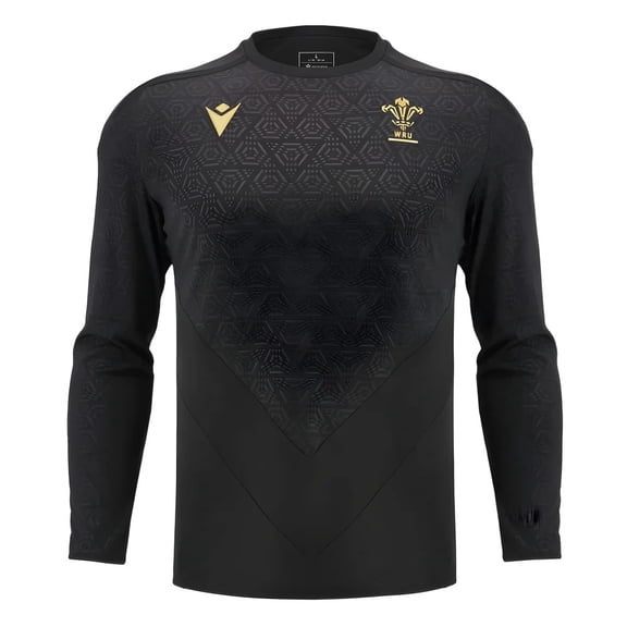 2024-2025 Wales Rugby LS Poly Training Shirt (Black)
