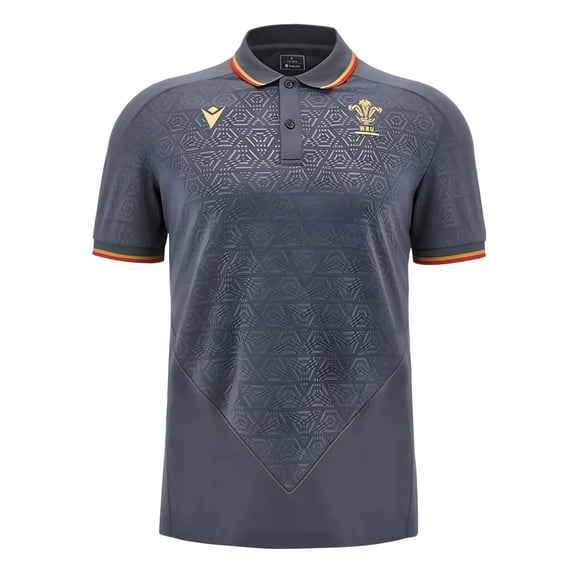 2024-2025 Wales WRU Rugby Travel Polo Shirt (Anthracite)
