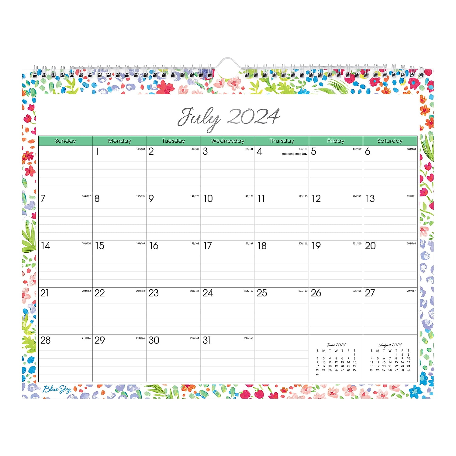 2024-2025 Wall Calendar, 15x12, Blue Sky, Ditsy Dapple Light