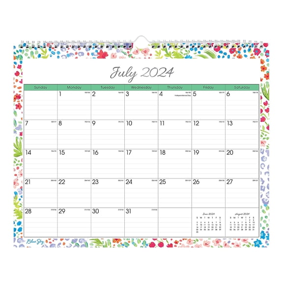 2024-2025 Wall Calendar, 15x12, Blue Sky, Ditsy Dapple Light