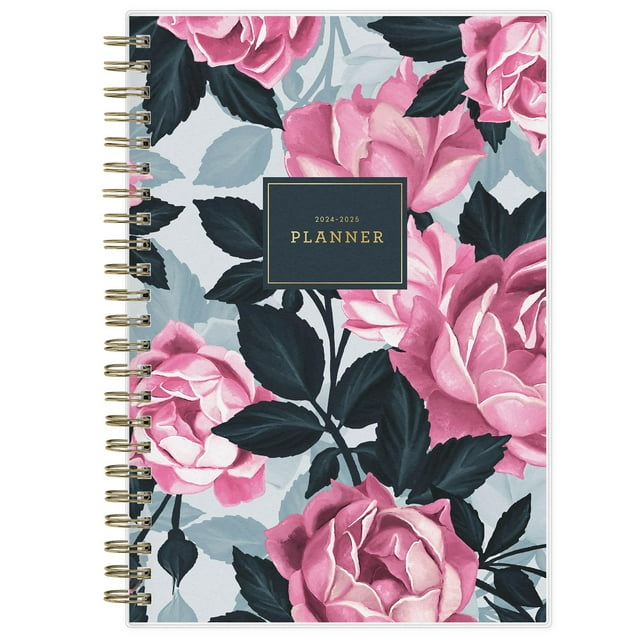 20242025 Weekly Monthly Planner, 5x8, Blue Sky, Roosevelt Pink