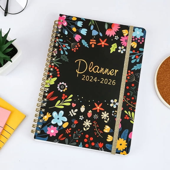 2024-2026 Planner Weekly and Monthly, Large Planner January 2024 - December 2026, Hardcover Spiral Planner, Daily Planner with Monthly Calendar, Stickers, & Pockets