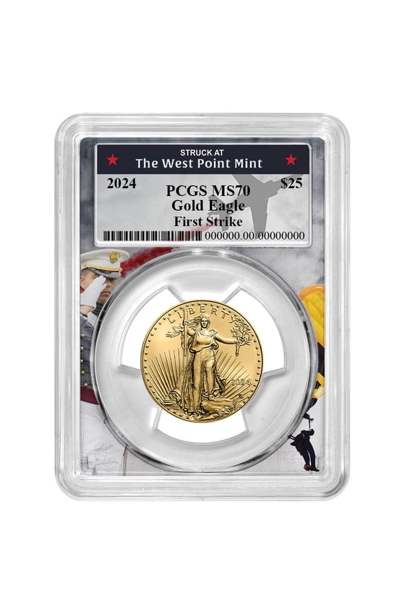 2024 $25 American Gold Eagle 1/2 oz PCGS MS70 FS West Point Frame