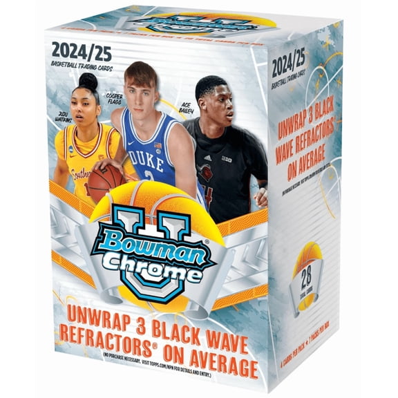 2024-25 Bowman Chrome University Basketball Factory Sealed Blaster Box 7 Packs