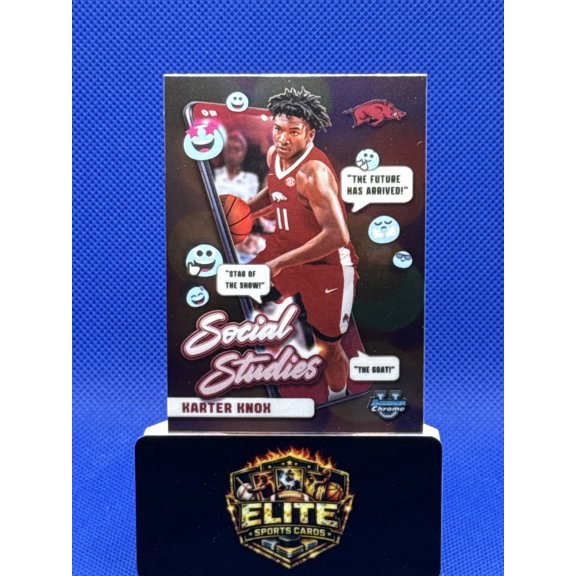 2024-25 Bowman University Chrome Karter Knox #SS-7 Social Studies Basketball Card Arkansas Razorbacks NBA BASKETBALL Trading Card