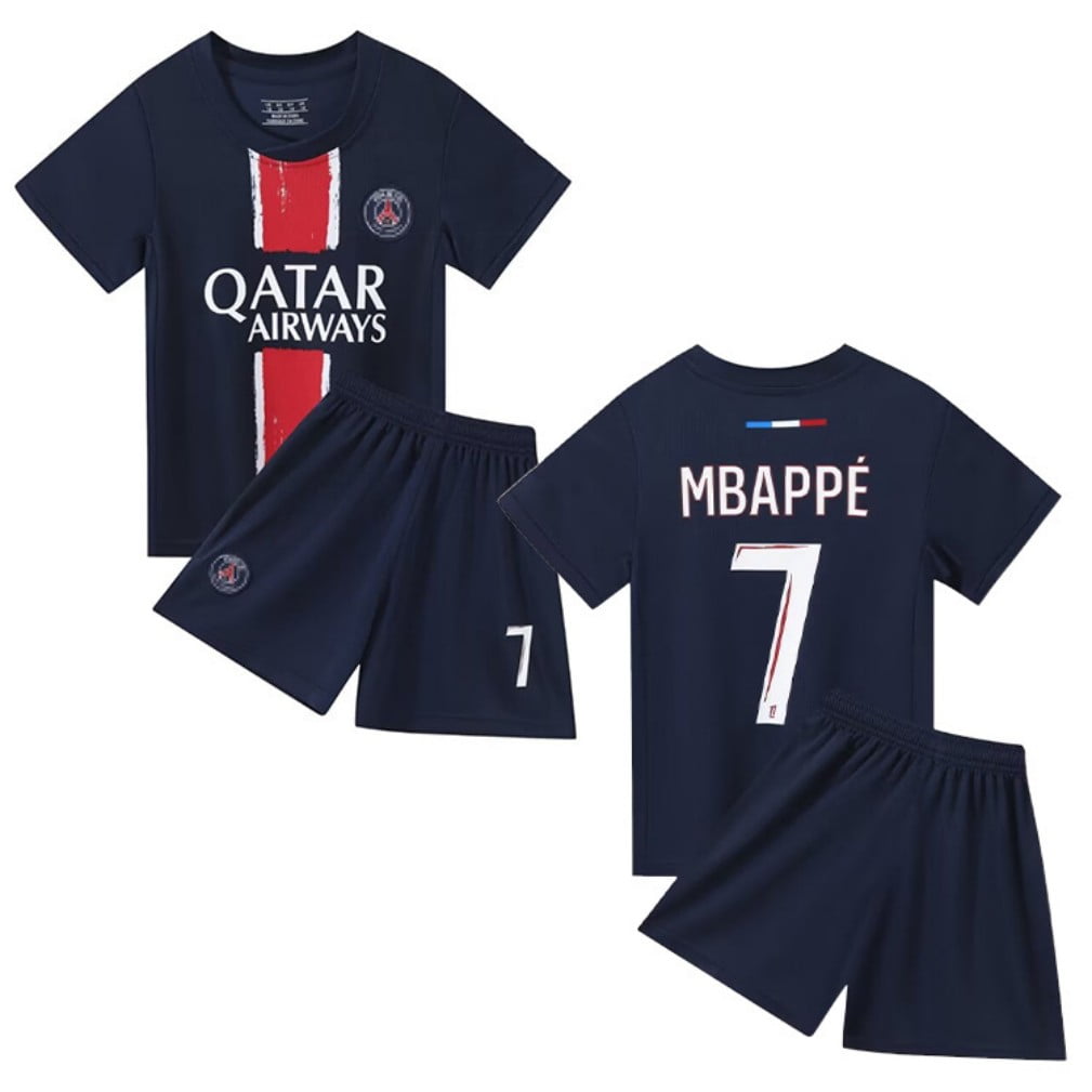 2024-25 Kids Soccer Jersey Boys Football Uniforms For Ronaldo Mbappe
