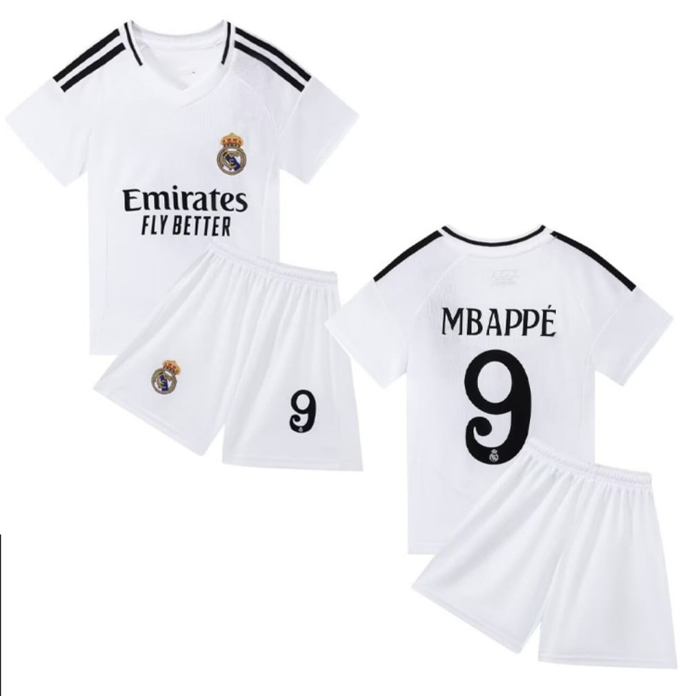 2024-25 Kids Soccer Jersey Boys Football Uniforms For Ronaldo Mbappe