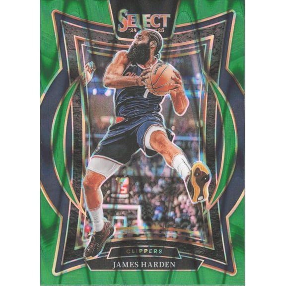 2024-25 PANINI SELECT GREEN TECTONIC PRIZMS #57 JAMES HARDEN COURTSIDE LOS ANGELES CLIPPERS