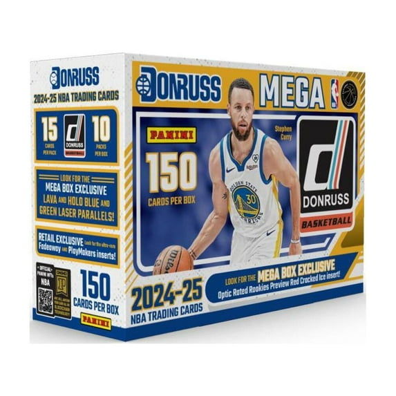 Panini 2024-25 NBA Donruss Basketball Trading Card Mega Box (Look for Mega Box Exclusive Optic Rated Rookies Preview Red Cracked Ice Inserts!)