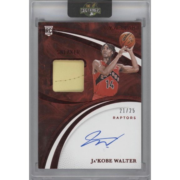 2024-25 Panini Immaculate Collection Ja'Kobe Walter #SSS-JAW /25 Autograph RC Sneaker Patch Toronto Raptors NBA Autographed Basketball Trading Card