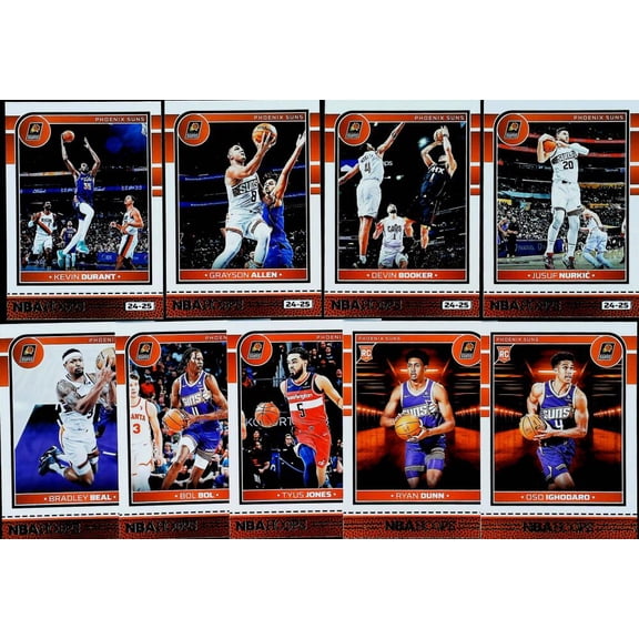 2024-25 Panini NBA Hoops Phoenix Suns Team Set Includes Rookies (Hand Collated) of 9 Cards: #1 Devin Booker #69
