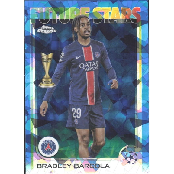 2024-25 TOPPS CHROME SAPPHIRE UEFA CLUB COMPETITIONS #116 BRADLEY BARCOLA FUTURE STARS PARIS SAINT-GERMAIN