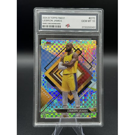 2024-25 TOPPS FINEST NBA BASKETBALL #270 LEBRON JAMES LA LAKERS RARE CHERBOARD REFRACTOR PROFESSIONALLY GRADED GEM MINT PTA 10
