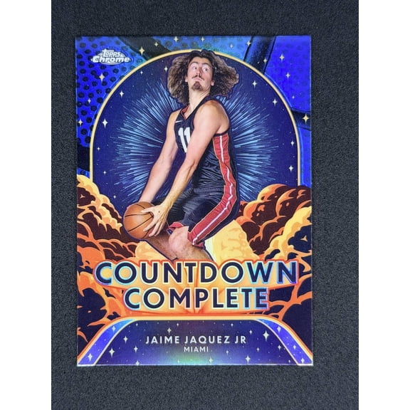 2024-25 Topps Chrome Jaime Jaquez Jr CC-6 Countdown Complete Blue Refractor Basketball Card Miami Heat NBA BASKETBALL Trading Card