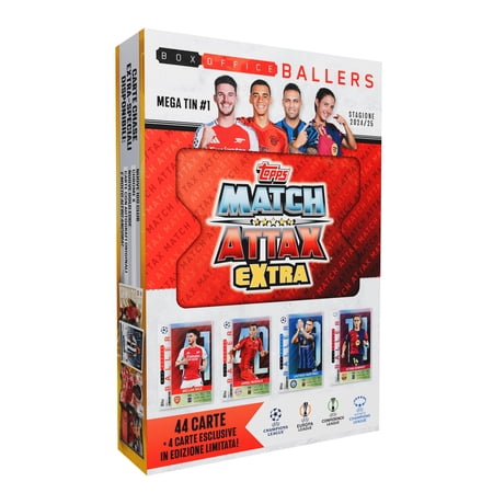 2024-25 Topps Match Attax Extra Champions League Cards - Box Officer Ballers Mega Tin (48 Cards + 4 LE)