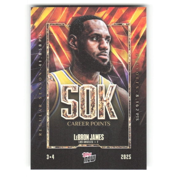 2024-25 Topps NOW #12 Lebron James 50,000 Career Points Los Angeles Lakers Basketball Trading Card